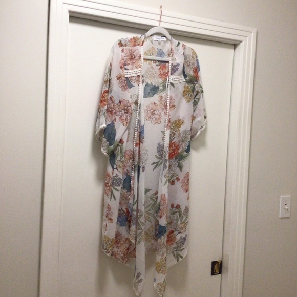 Womens Emory Park Open Front Kimono Floral Short Sleeves - Picture 1 of 8